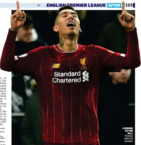  ??  ?? LOOKING AFTER No 1: Firmino hails his clincher