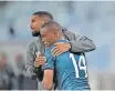  ?? ?? WAYDE Jooste of Amazulu comforts Riaan Hanamub. |