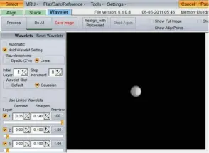  ??  ?? ▼ Stage 3: a screenshot showing the RegiStax ‘Wavelets’ settings for drawing out planetary detail