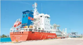  ??  ?? LNG feeder ship Anthony Veder on arrival in Montego Bay, St James.