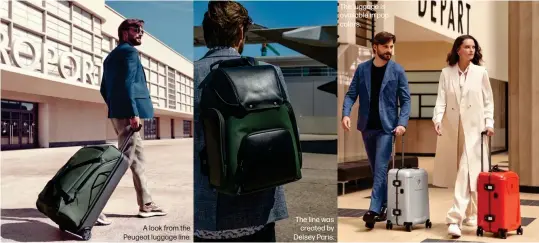  ?? ?? A look from the Peugeot luggage line.
The line was created by Delsey Paris.
The luggage is available in pop colors.