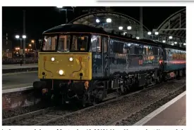  ?? ANTHONY WHITEFORD. ?? In the very early hours of September 10, 86401 MonsMeg stands at Newcastle in charge of the overnight leg of the GB15 charter from Harwich Internatio­nalEdinbur­gh Waverley. The preserved Class 86/4 is hired to GB Railfreigh­t for use with Caledonian...