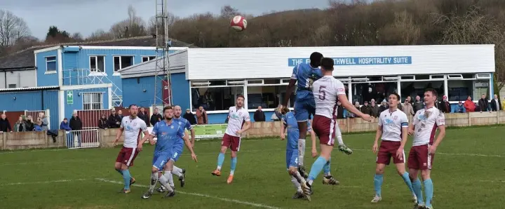  ?? Frank Crook ?? ●● Goalmouth action in Rams game against South Shields