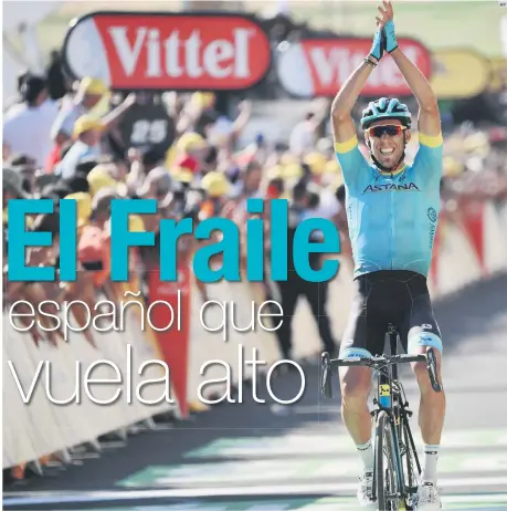  ?? AFP ?? CUMPLE SUEÑO. Omar Fraile (Astana) reconoció que la etapa con final en Mende la tenía marcada desde que conoció el recorrido y que con este éxito cumplió “un sueño”.
