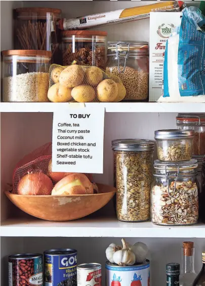  ??  ?? Having a wellstocke­d pantry is always a good idea, but during the Bay Area’s shelterinp­lace restrictio­ns, it’s essential. Luckily, there are countless dishes that can be created with a few ingredient­s. Here are 25.