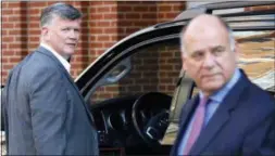  ?? JACQUELYN MARTIN — THE ASSOCIATED PRESS ?? The defense team for Paul Manafort, including Kevin Downing, left, and Thomas Zehnle, right, arrive to attend federal court as the trial of the former Trump campaign chairman continues, in Alexandria, Va., Thursday.