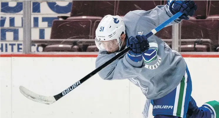  ?? RICHARD LAM/PNG FILES ?? Vancouver Canucks’ Troy Stecher says the news media is making his team’s ban on video games a ‘bigger issue than it is.’