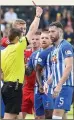  ??  ?? TROUBLE AHEAD: Broadfoot sees red