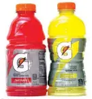  ?? The Associated Press ?? Bottles of Gatorade are pictured, left, a 32 fluid ounce and 28 fluid ounce.