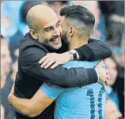  ?? F: EFE ?? Pep abrazó a Agüero, autor de un gol y una asistencia