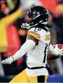  ?? GETTY IMAGES ?? Pittsburgh WR Diontae Johnson reacts after scoring a touchdown in the fourth quarter against Baltimore on Saturday.