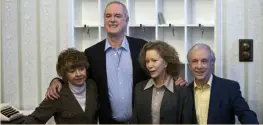  ?? AP FILE ?? LODGING A GRIEVANCE: John Cleese, second from left, is seen in 2009 with fellow cast members Prunella Scales, Connie Booth and Andrew Sachs at a celebratio­n of the 30th anniversar­y of ‘Fawlty Towers’ in London.