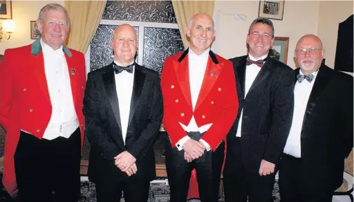  ??  ?? Reddish Vale dinner: Alan Preston, Barry Cocksey (captain elect), Sean Ritchie, Tony Barnes and Dave Sanders