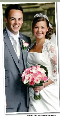  ??  ?? Happy: Ant McPartlin and Lisa Armstrong’s wedding day in July 2006