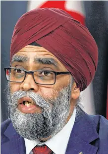  ?? REUTERS ?? Canada’s Minister of National Defence Harjit Sajjan provides a novel coronaviru­s update during a news conference in Ottawa in February.