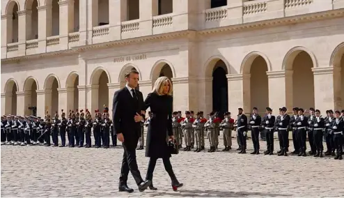  ?? ?? French President Emmanuel Macron and his wife Brigitte Macron