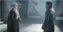  ?? HBO ?? Most Thrones fans are enthralled to see Daenerys finally meet the resurrecte­d Jon Snow and predictabl­y sparks are flying. But with Jon’s parentage in question, the spectre of incest and heartbreak looms.