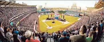  ?? Louis Bauder Har vest Ministries ?? THE TOUR BUSINESS for Christian rock acts is thriving, as seen here at Angel Stadium during Anaheim Harvest in August. Musical performers at the two-day event included MercyMe, Third Day and Gungor.