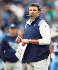  ?? Wade Payne / Associated Press ?? Titans coach Mike Vrabel will try to make it three straight wins over the Patriots when Tennessee faces off against New England on Sunday.