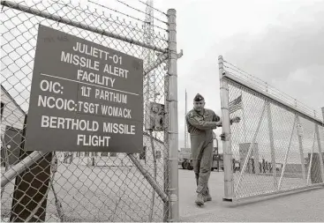  ?? Associated Press file ?? A gate is closed at an ICBM launch control facility in the countrysid­e outside Minot, N.D., on the Minot Air Force Base. The Pentagon has thrown a cloak of official secrecy over assessment­s of how safely and securely its nuclear weapons are operated,...