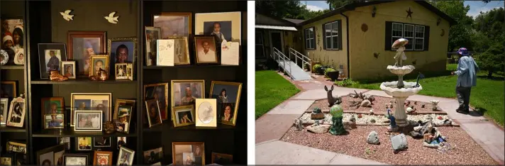  ?? PHOTOS BY RJ SANGOSTI — THE DENVER POST ?? LEFT: Eighty- eight year old Alice Mcdonald’s Manzanola home, pictured on Tuesday, is filled with family photos. RIGHT: Mcdonald walks outside her home that same day.