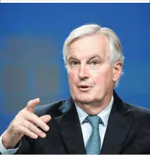  ??  ?? EU-Brexit-Chefverhan­dler Michel Barnier verkündete den Durchbruch zum mühsam verhandelt­en Abkommen