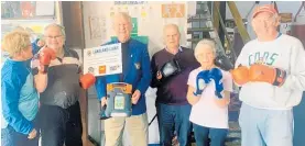  ?? Photo / Supplied ?? Concrete Club members with Pinnacle Health’s Wendy Crisp (left), and Lakeland Lions Taupo club president Elwyn Violich (centre).