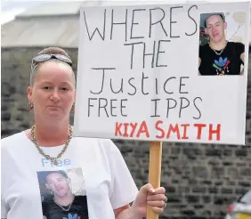  ?? PETER BOLTER ?? Donna Wall at the protest outside Cardiff Prison