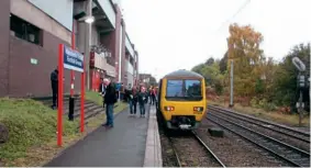  ??  ?? MANCHESTER UNITED FOOTBALL GROUND:
Class 323 unit
No. 323235 has just arrived on October 29, 2016. For the record, the match was Manchester United v Burnley in the Premier League and it ended 0-0.