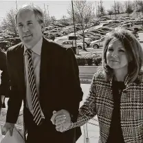  ?? Jae S. Lee / Associated Press file photo ?? Attorney General Ken Paxton and his wife, state Sen. Angela Paxton, left the state to meet with Utah’s attorney general.