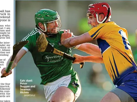  ?? SPORTSFILE ?? Epic duel: Peter Duggan and Seamus Hickey
