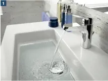  ??  ?? 11. FRAIS. Mitigeur lavabo en chrome « GrandeMono­trou », gamme Okyris, avec aérateur limiteur de débit et ouverture sur eau froide ; 128,64 €. Porcher