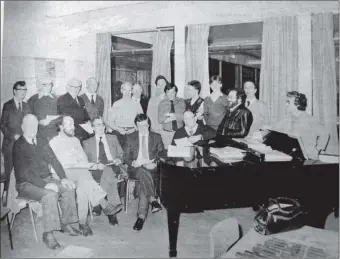  ?? ?? 1983: Mrs Sheila MacCallum, right, photograph­ed with a recently-formed Mid Argyll male voice choir of which she is the new conductor.