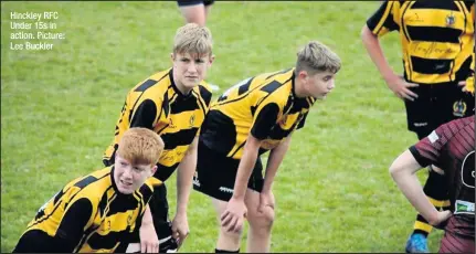  ??  ?? Hinckley RFC Under 15s in action. Picture: Lee Buckler