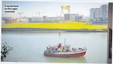  ??  ?? A tourist boat on the Lagan yesterday