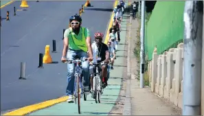  ??  ?? Building bicycle lanes encourages commuter cycling and is also a response to growing road congestion. But not everyone agrees that building them in Johannesbu­rg should be a priority, saying the money could be better spent elsewhere.