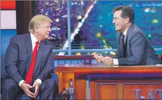  ?? John Paul Filo CBS ?? DONALD Trump said he had nothing to apologize for during a campaign stop on “The Late Show.”