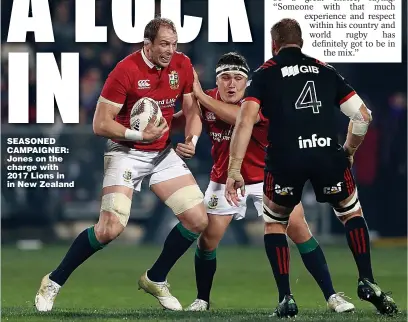  ?? Picture: DAVID ROGERS ?? SEASONED CAMPAIGNER: Jones on the charge with 2017 Lions in in New Zealand