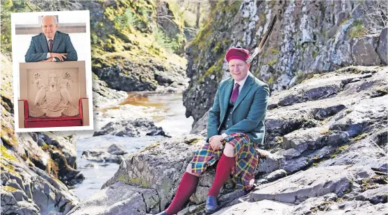  ?? ?? Historic occasion Clan chief Michael Buchanan will be joined by members of the Buchanan clan for his inaugurati­on in October which will feature a stone ‘throne’ , inset, carved by specialist Scottish craftsmen
