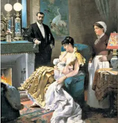  ?? ?? A Parisian mother feeds her baby in Before the Ball by Edouard Debat-ponsan, 1886