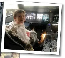  ??  ?? COURAGE: Anna at the controls in the cockpit and with Keeley, Ian and Ellen at the Empire State Building in New York