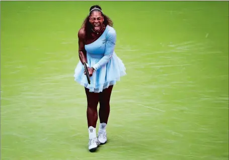  ?? ANDRES KUDACKI/AP PHOTO ?? Serena Williams reacts after winning a point against Kaia Kanepi during their fourth round match at the U.S. Open on Sunday in New York. Williams served 18 aces and advanced to the quarterfin­als with a 6-0, 4-6, 6-3 win.