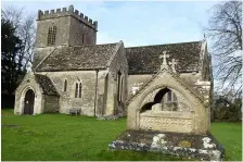  ??  ?? Iford Manor overlooks the Britannia-topped bridge over the River Frome, left, and Hinton Charterhou­se Church