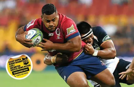  ?? PHOTO: DAN PELED/AAP ?? THOR POINT: Taniela Tupou hammers the ball up for the Reds against the Brumbies.