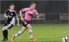  ??  ?? Claire O’Riordan of Wexford Youths Women in action against Shelbourne in Ferrycarri­g Park on Wednesday.