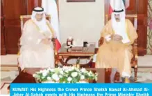  ??  ?? KUWAIT: His Highness the Crown Prince Sheikh Nawaf Al-Ahmad AlJaber Al-Sabah meets with His Highness the Prime Minister Sheikh Jaber Al-Mubarak Al-Hamad Al-Sabah. — KUNA photos