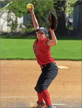  ?? PETE BANNAN — DIGITAL FIRST MEDIA ?? Penncrest ace Maya Hartman struck out seven in a complete game effort, but the Lions couldn’t solve Shanahan’s Devon Miller, who fanned 17 to lead the Eagles to a 1-0 win in a District 1 Class 5A semifinal on Friday.