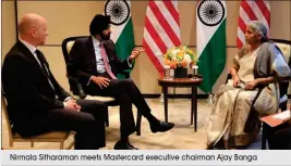  ?? Nirmala Sitharaman meets Mastercard executive chairman Ajay Banga ??