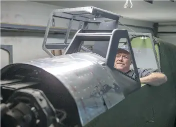  ?? KAYLE NEIS ?? Don Bradshaw, a Saskatoon aviation enthusiast, is restoring a Second World War-era Messerschm­itt Bf 109G-6 fighter in his garage. At right, the view from inside the cockpit, which lacked insulation in its heyday.