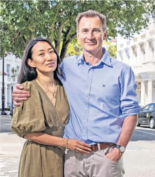  ?? ?? Jeremy Hunt and his wife Lucia who, along with their three children, is fully supportive of his attempt to cement a memorable political comeback